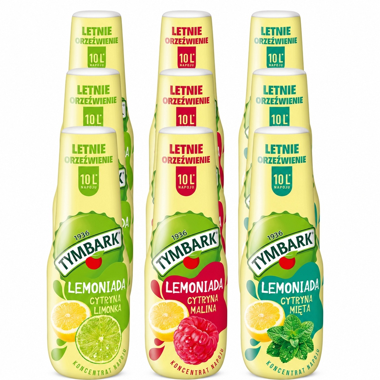 9 x koncentrát Sirup do saturátoru vody nápoj Tymbark MIX 3 Příchutě 500 ml