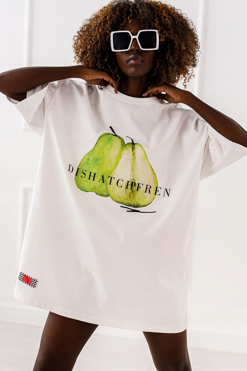 Miss City tričko oversize Pear bílé velikost univerzální velké