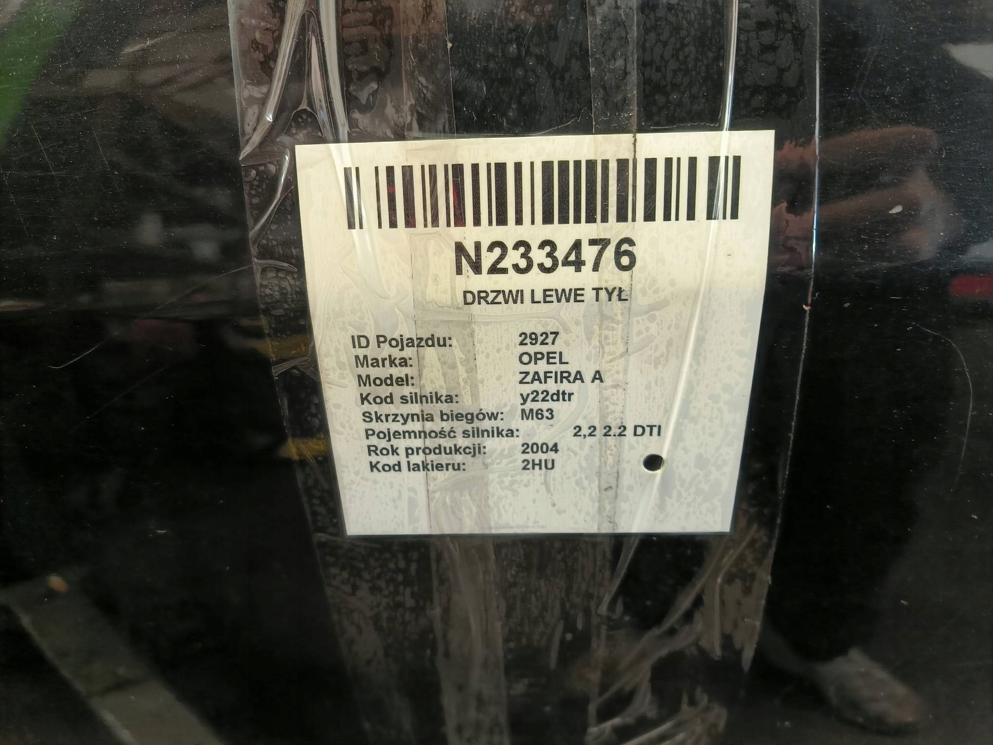 Tür links heck 2HU OPEL ZAFIRA A