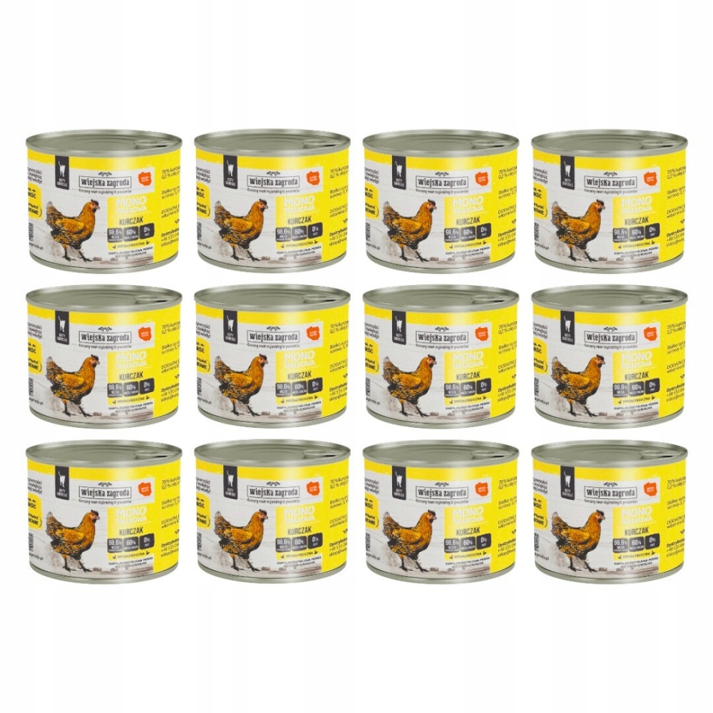 Zestaw Wiejska Zagroda Monobiałkowa Kurczak dla kota 12x200g