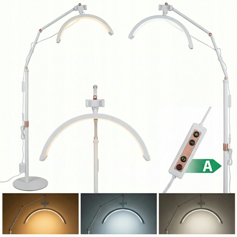 Kosmetická Led lampa Moon Luk 20W na řasy Stojící bílá 160 cm