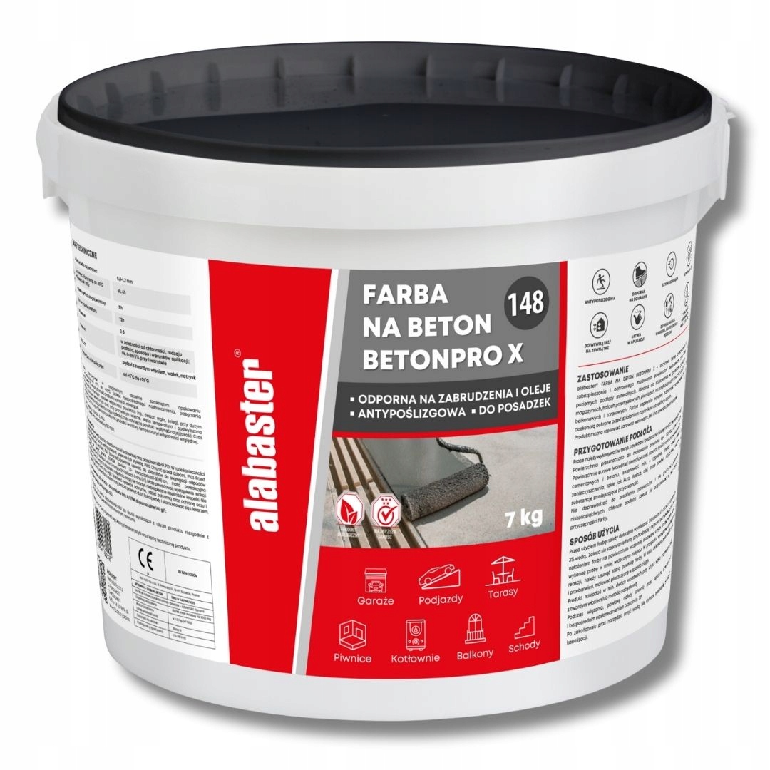 Barva na betonu Alabaster Betonpro X 7 kg, do garáže, sklepa, skladu Šedá