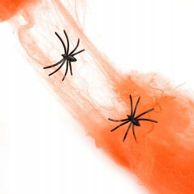 Pajęczyna na Halloween POMARAŃCZOWA z pająkami