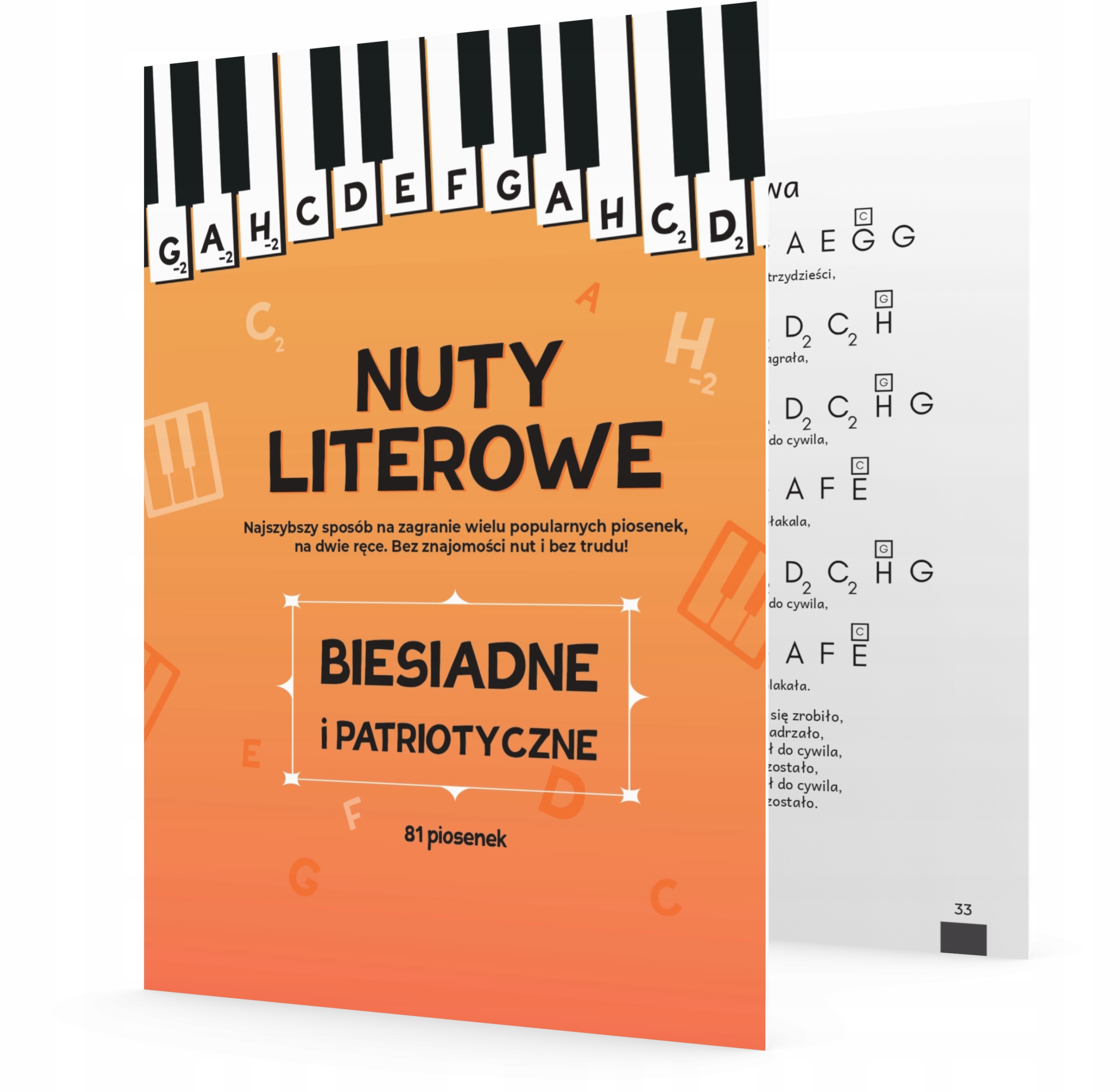 NUTY Z LITERAMI, KSIĄŻKA NAUKA GRY PIANINO, KEYBOARD, BIESIADNE (PDF)