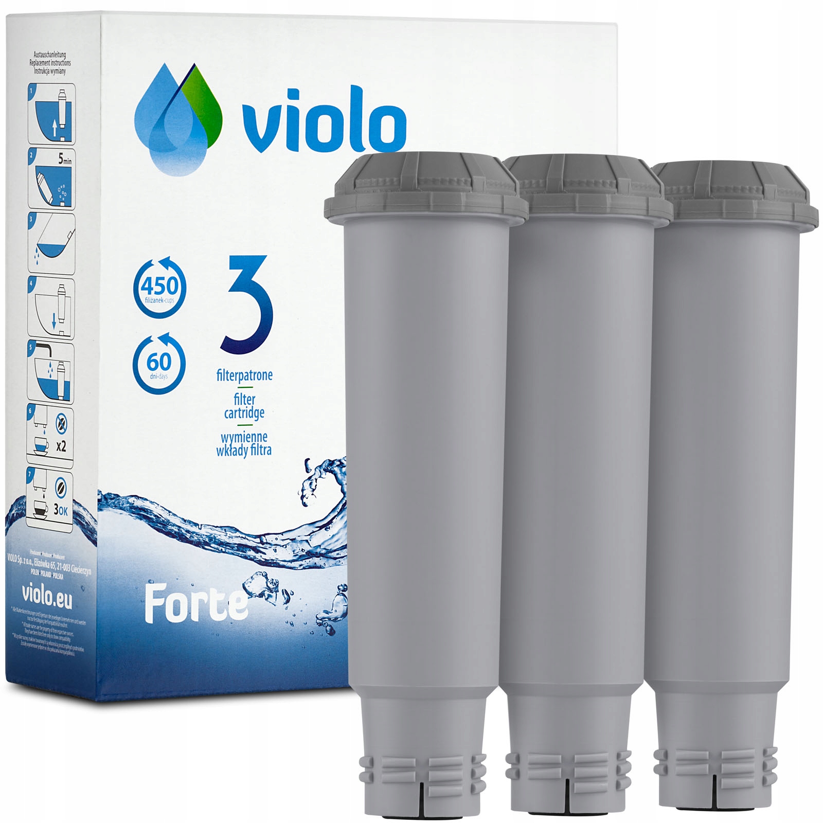 

3x Filtr wody do ekspresu Krups F088 - Violo Forte
