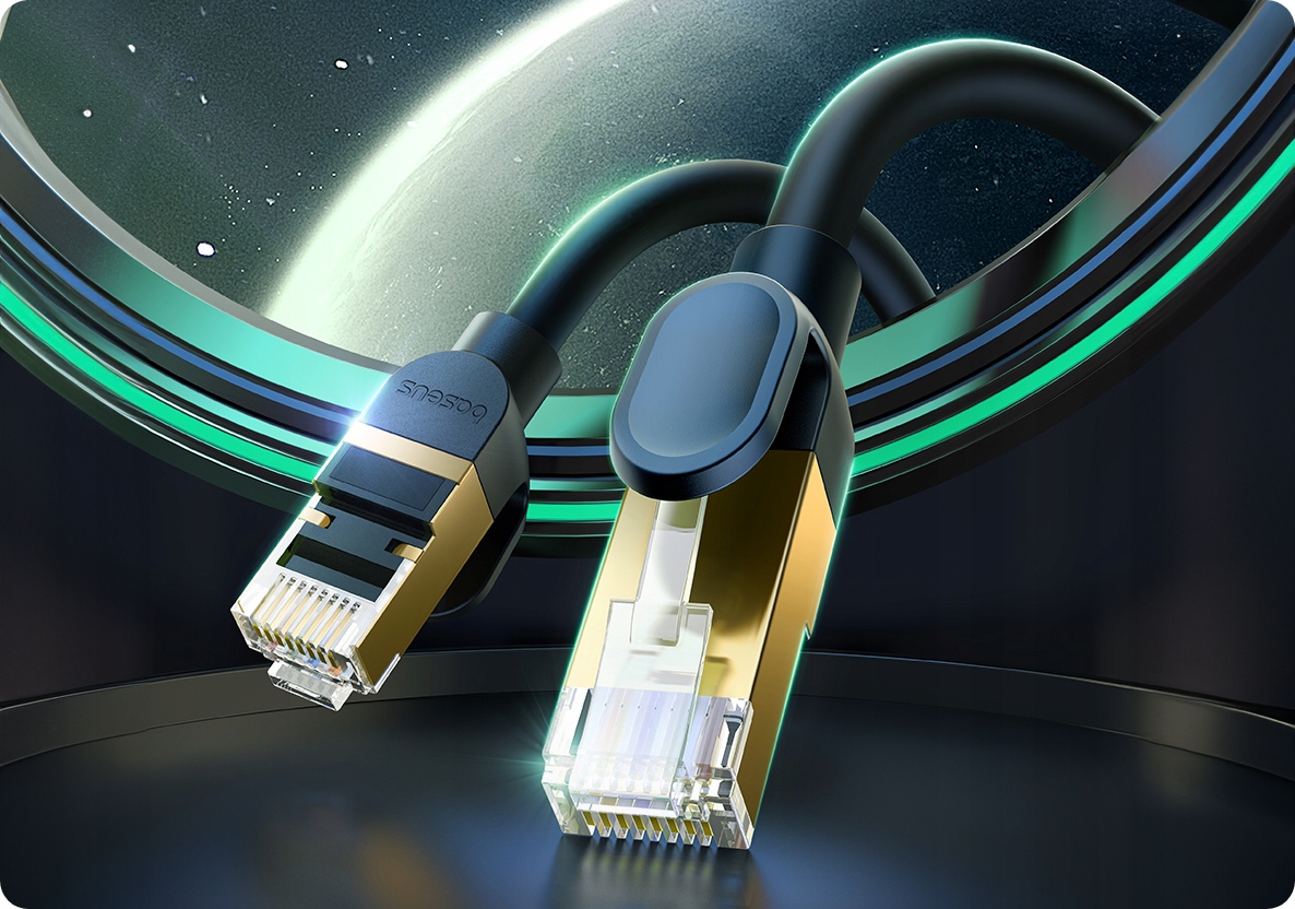 BASEUS KABEL SIECIOWY RJ45 LAN PRZEWÓD INTERNETOWY ETHERNET CAT8 40Gb/s 15m Złącze 2 RJ45