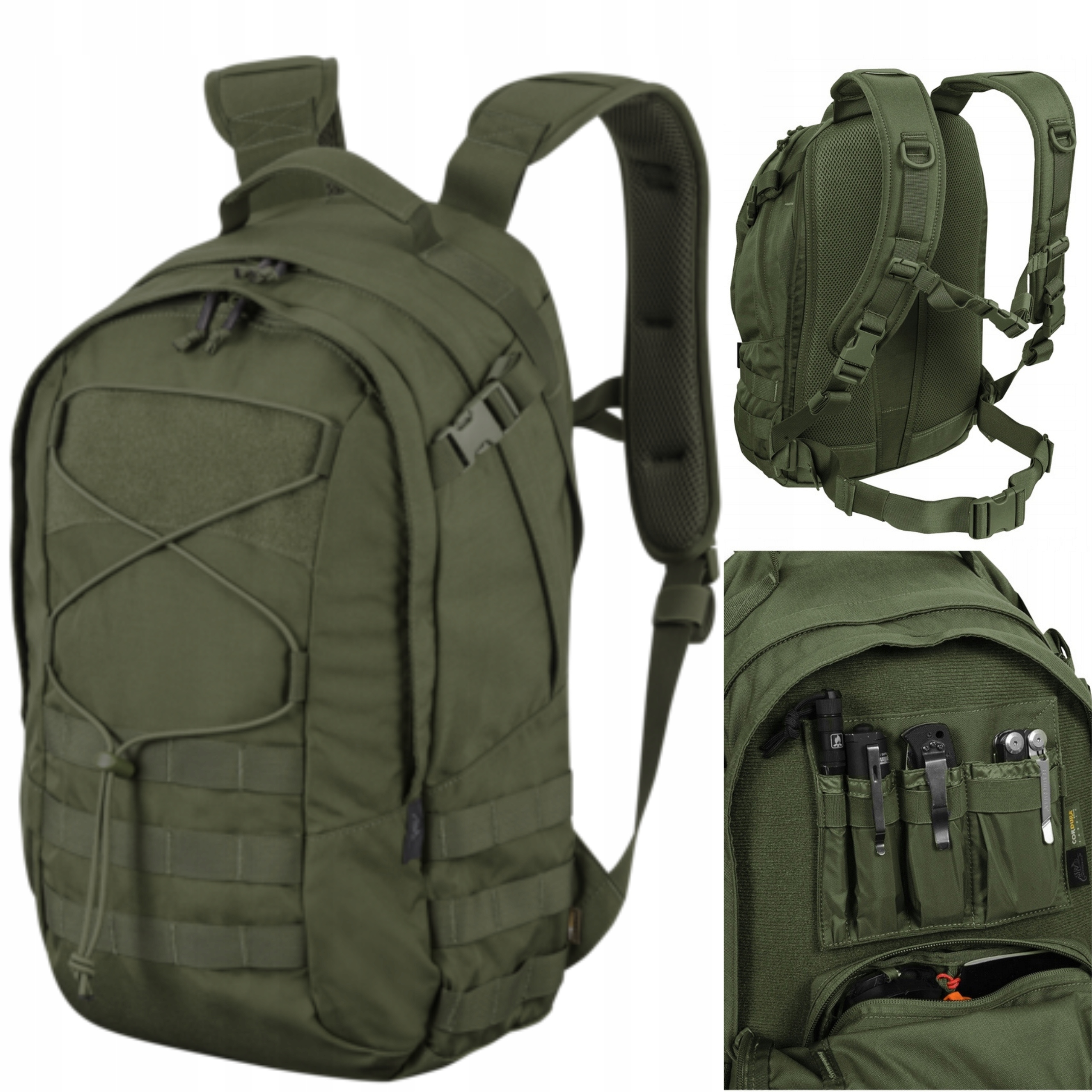 Pánský Batoh S Měkce Větranými Zády Dámský Helikon Edc Olive Green 21L