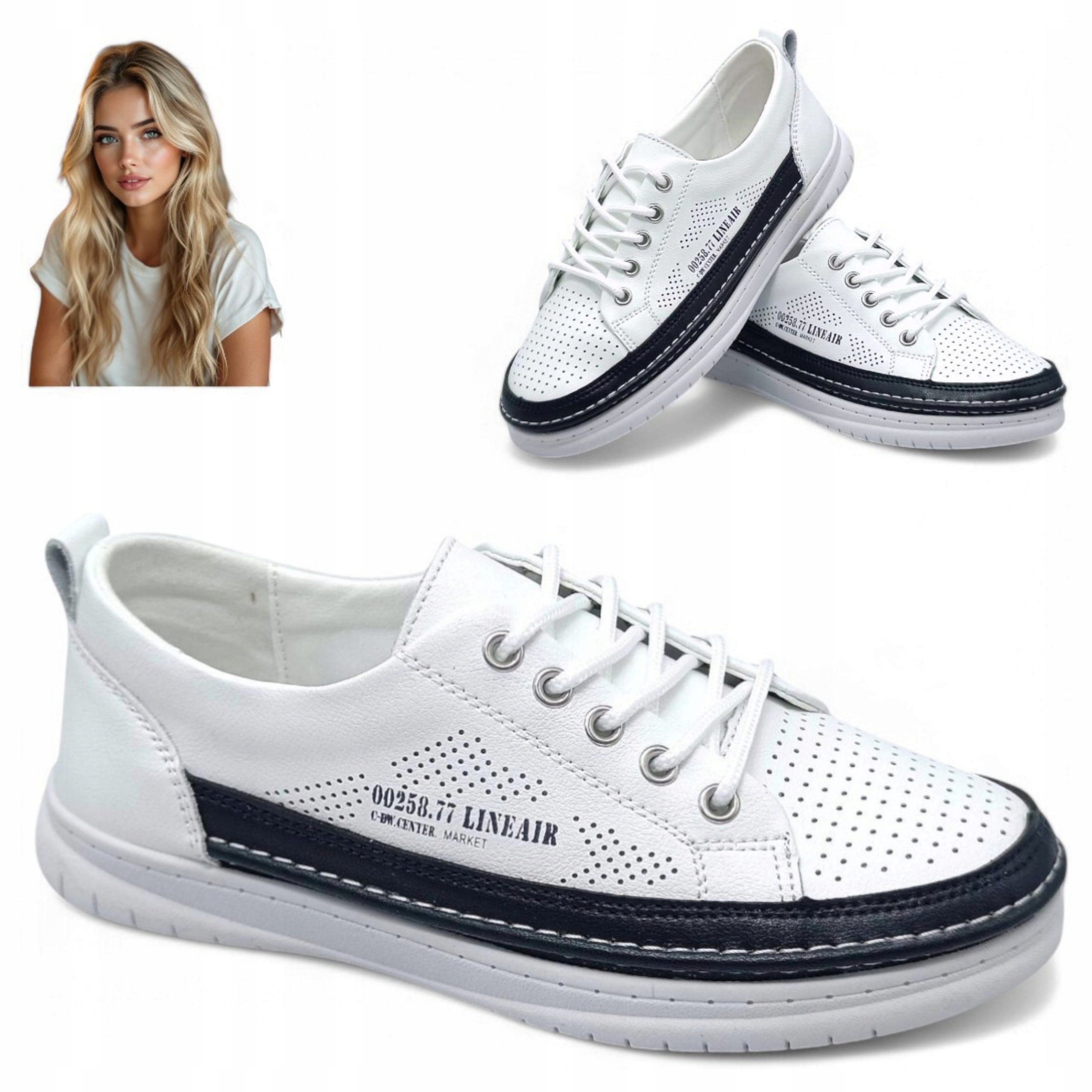 Dámské kožené polobotky 36 Pohodlné ažurové šněrovací tenisky bílé Evento