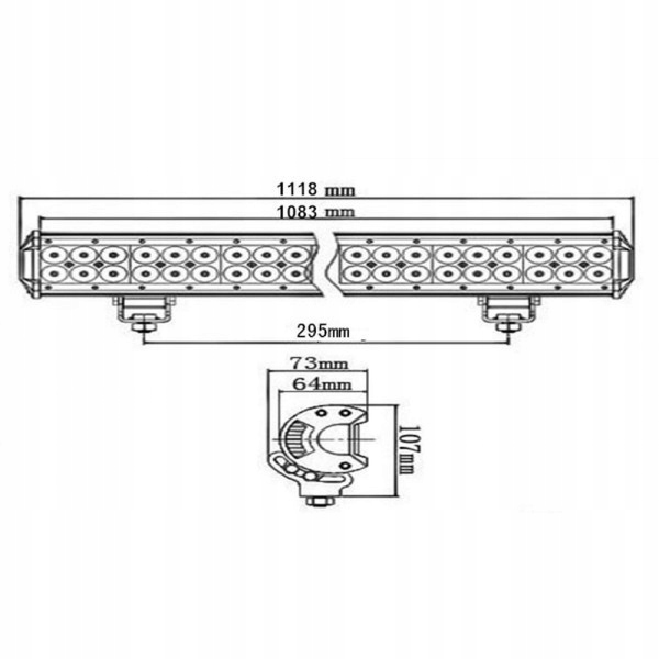 LAMPA 96 LED CREE DALEKOSIEZNA LIGHTBAR COMBO 288W Weight with packaging 4 kg