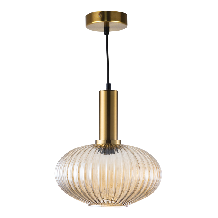 

Lampa Sufitowa Wisząca Żyrandol Złota Szklana Kula
