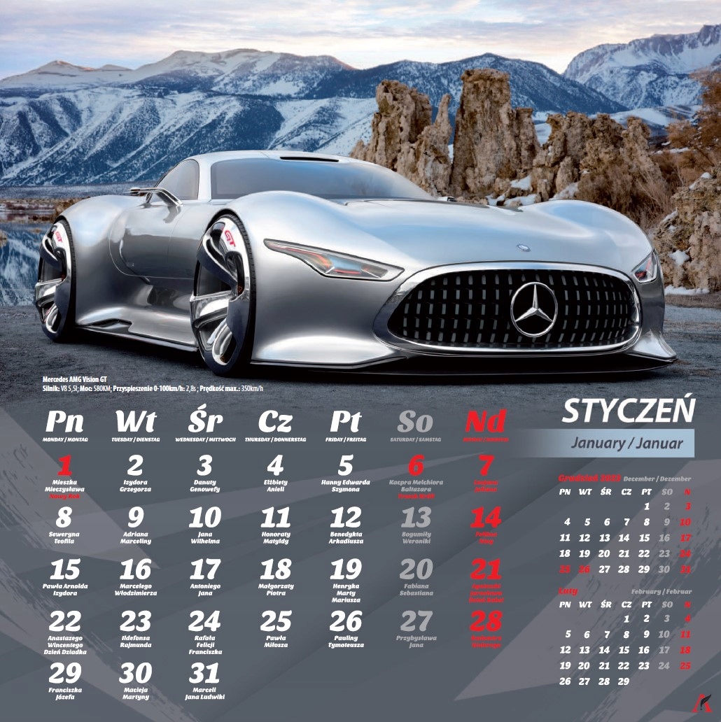 Kalendarz 2024 ścienny 2024 Auta samochody 33x33cm 19,99 zł Allegro