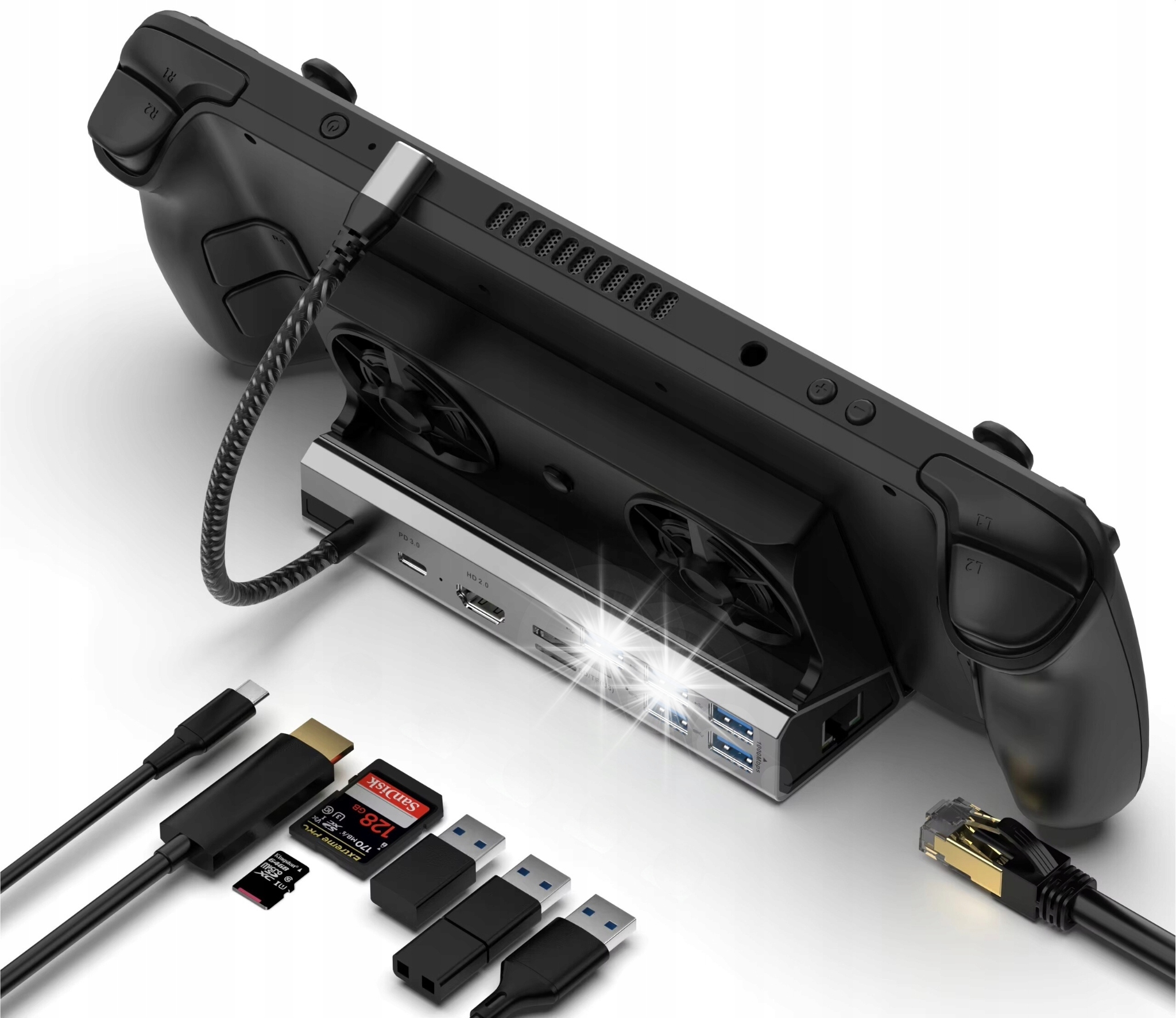 10w1 HUB Stacja Podstawka USB-C do Lenovo Legion Go HDMI 4K USB 3.0 PD RJ45