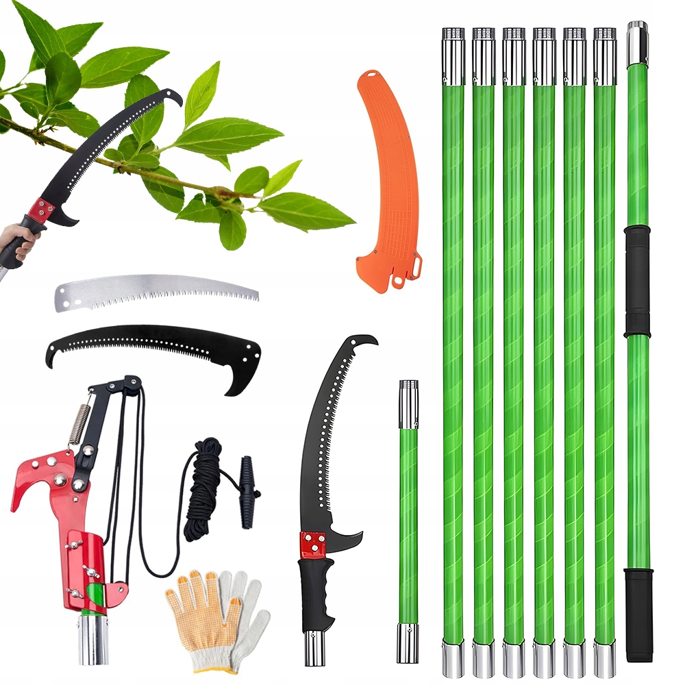 Teleskopický Zahradní Nůžky Na Stromy Nastavitelný 8 M Pro Stříhání VĚTVÍ+2 Čepelemi