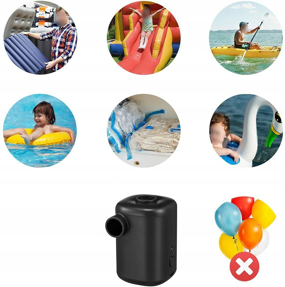 ELEKTRYCZNA BEZPRZEWODOWA POMPKA KOMPRESOR PRZENOŚNA DLA KOŁO DO PŁYWANIA Ciśnienie maksymalne 0 bar