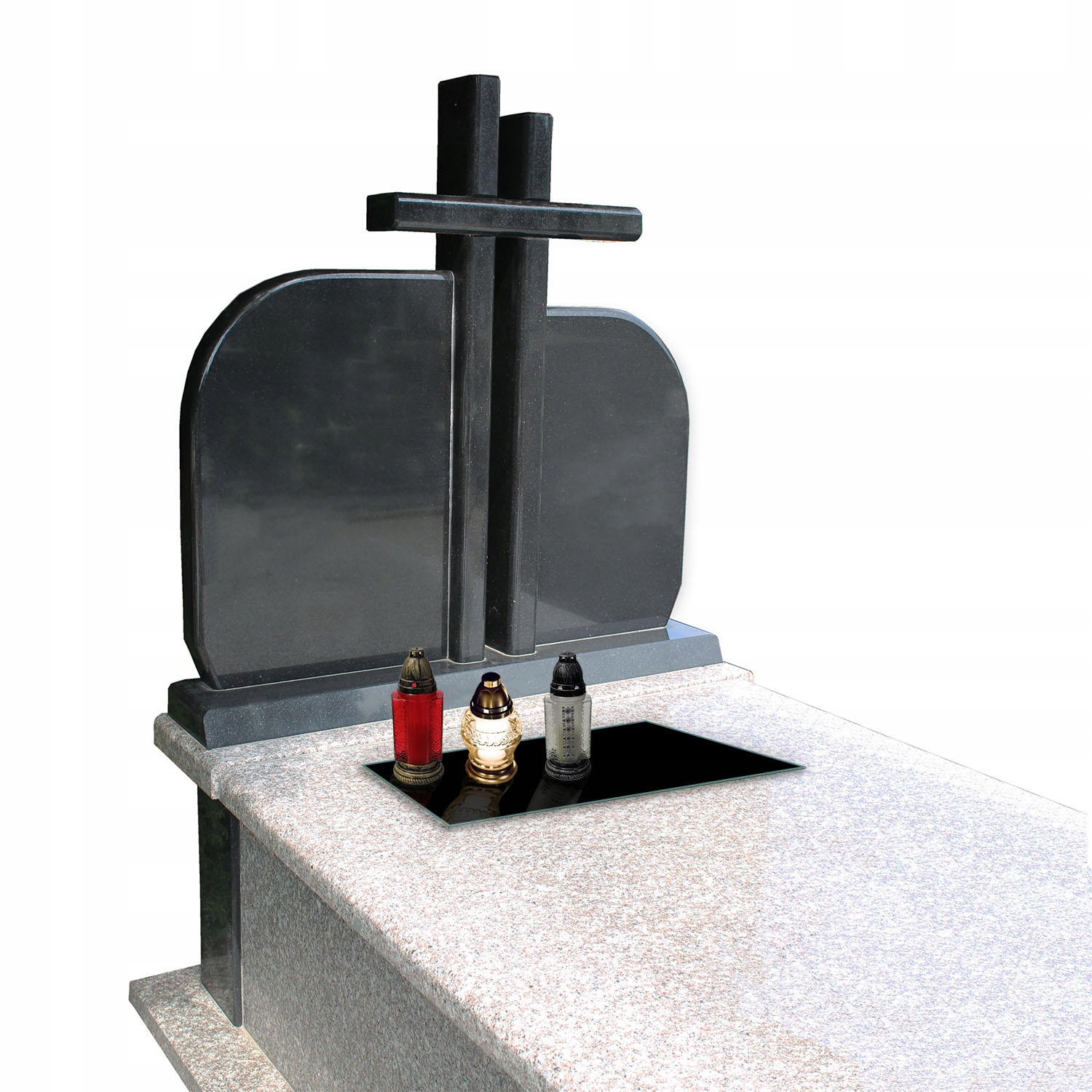 SZKLANA PODSTAWKA POD ZNICZ KWIATY NA POMNIK 52x30 CZARNA Długość (cm) 30 cm