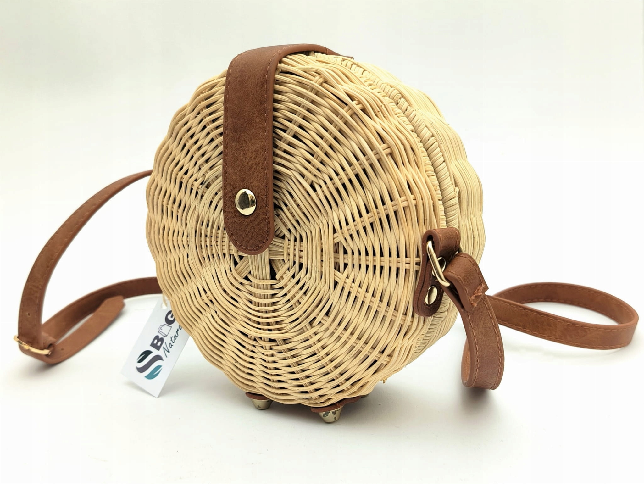 Okrągła torebka pleciona wiklinowa koszyk Marka inna