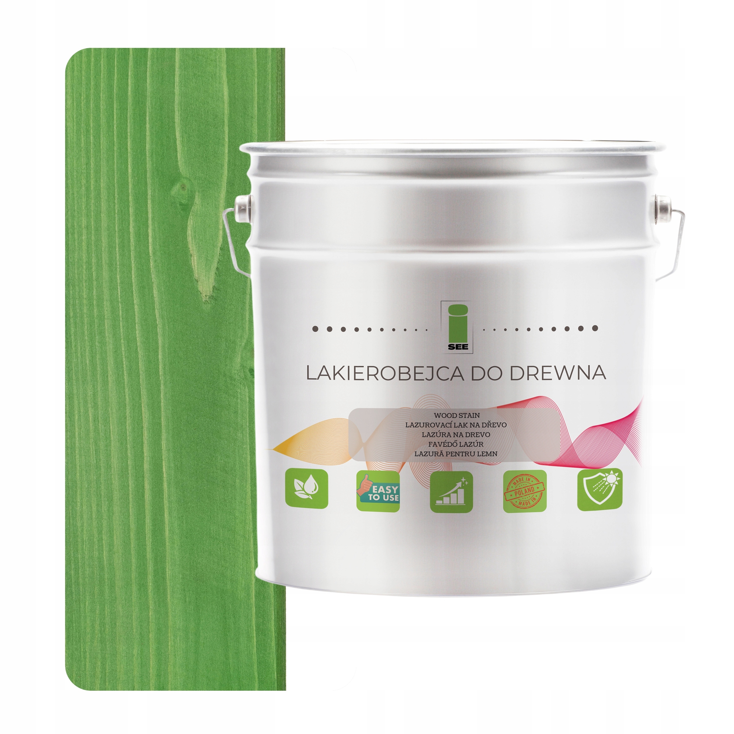 Lak na dřevo zelený hydrofobní bez zápachu polomatný 3v1 5L 6029