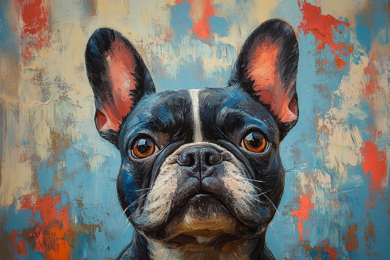 Obraz Na Plátně Canvas Olej Portrét Pes Francouzský Buldoček Zvířátko 120x80