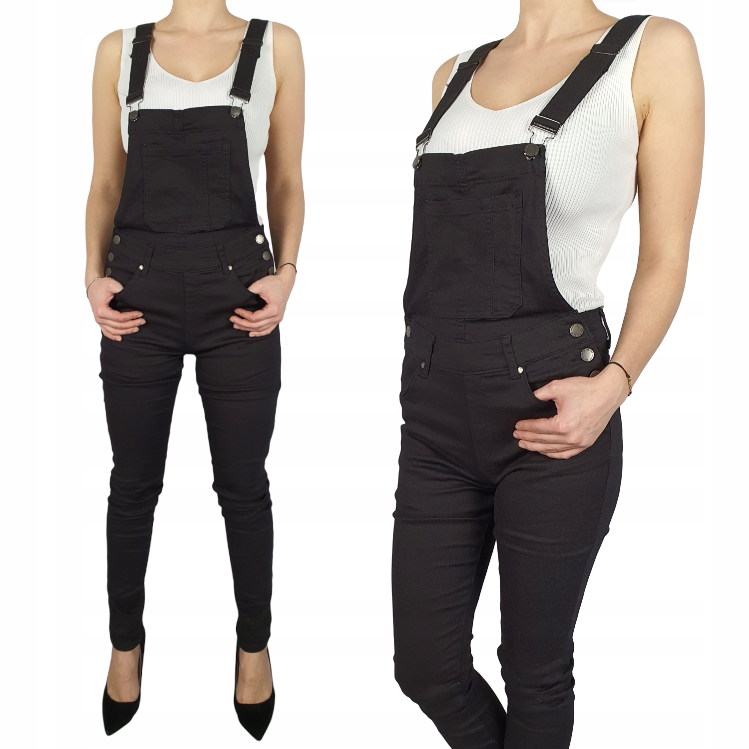

Młodzieżowe Spodnie Ogrodniczki Jeans Black