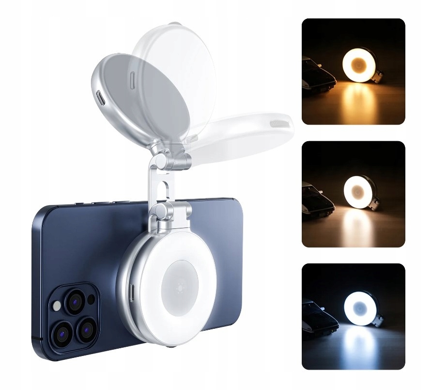 Led Svítilna Magnet zrcátko pro telefon, smartphone, fotografie, selfie, vlog, Telesin