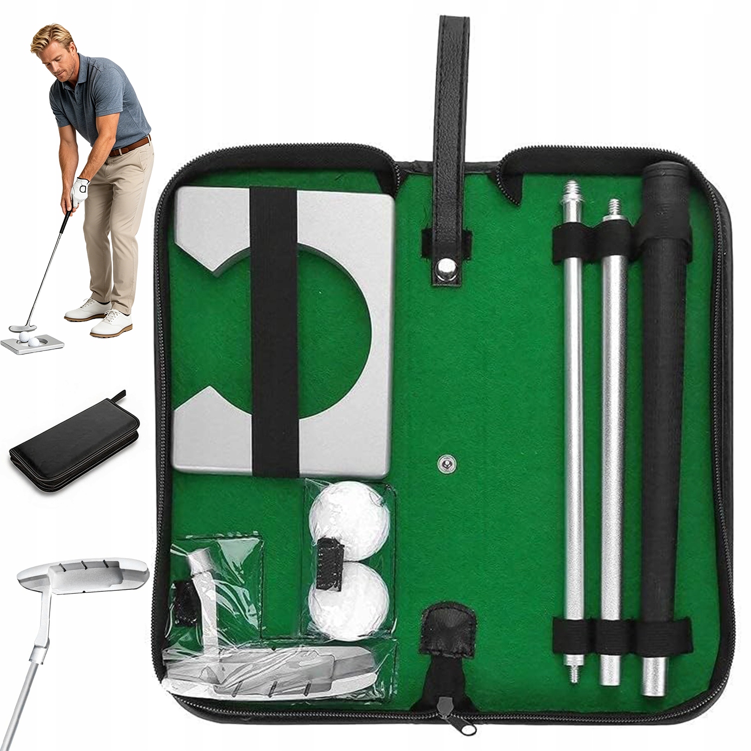 Zestaw Do Treningu Golfa Mini Golf Putter Kij 88CM Torba Pvc 2 Piłki