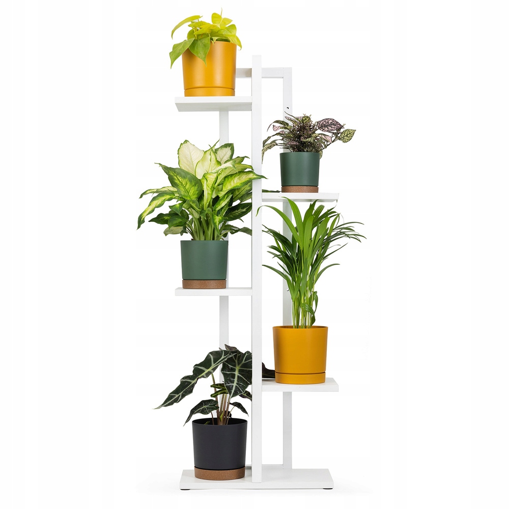 Univerzálny stojan na kvety Tower – biely, 5-úrovňový držiak na kvetináč na 6