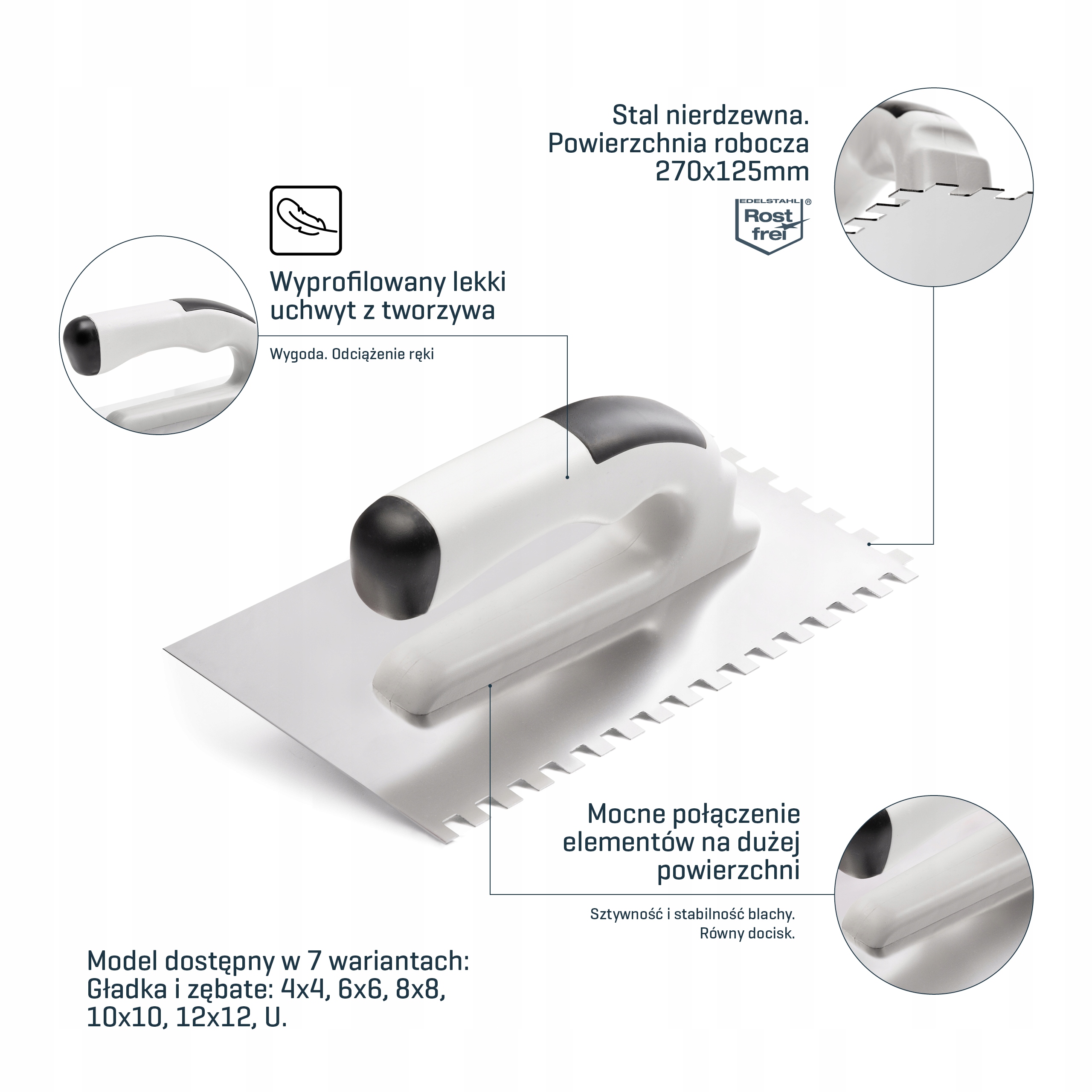 COMENSAL Paca zębata do kleju - duże płytki ząb U Typ paca