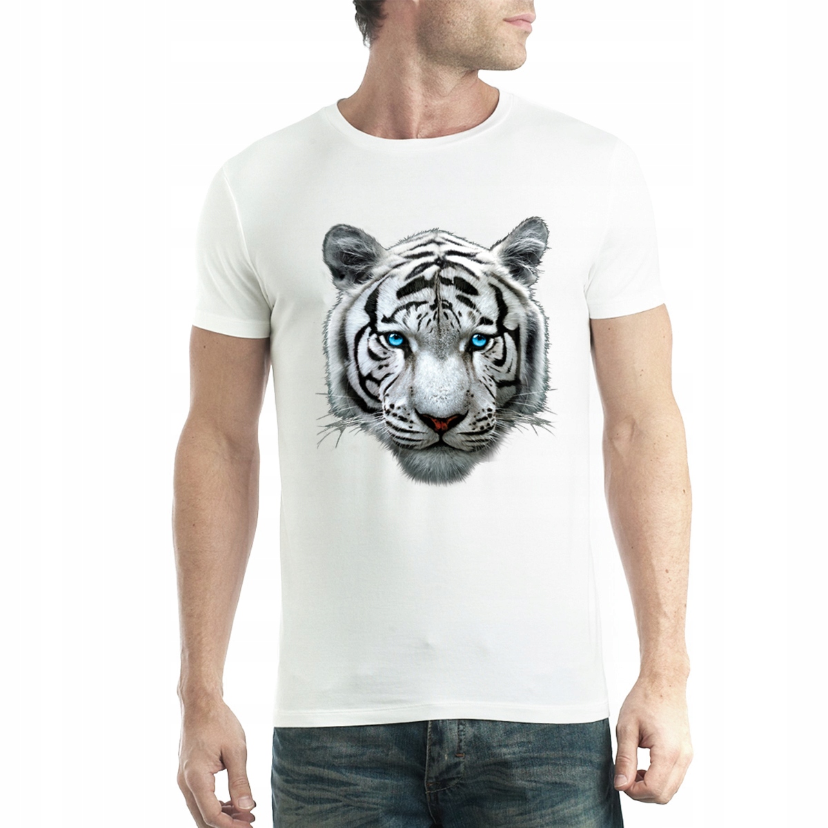 

Biały Tygrys Bengalski T-shirt Męski Biel XL