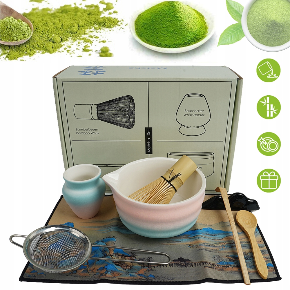 Matcha 8-DÍLNÁ Sada Metliček, Sada Na Čaj Matcha, Miska Na Matchu