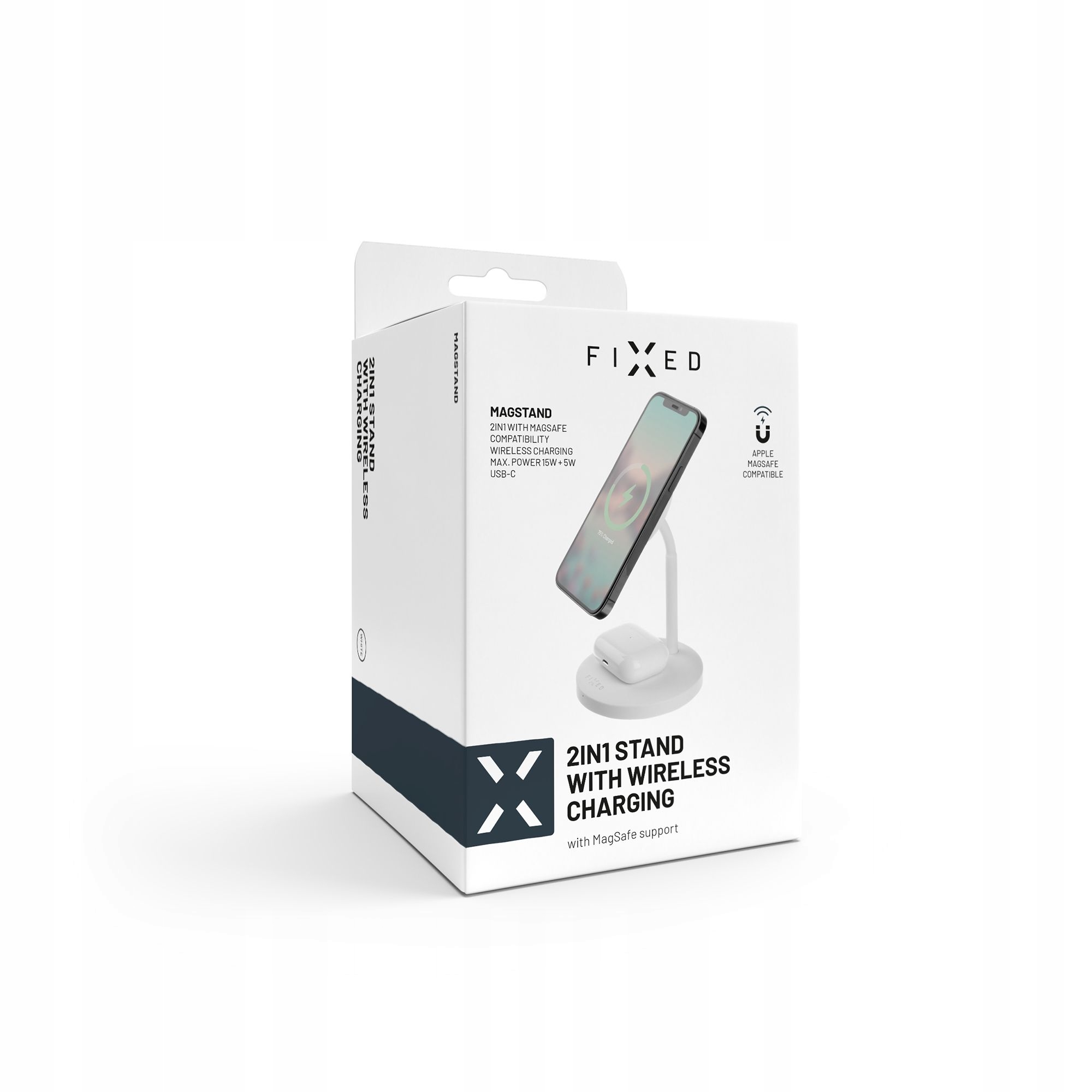 Stacja dokująca 2w1 | FIXED MAGSTAND | MagSafe, 15W+5W | Biały Kolor biały