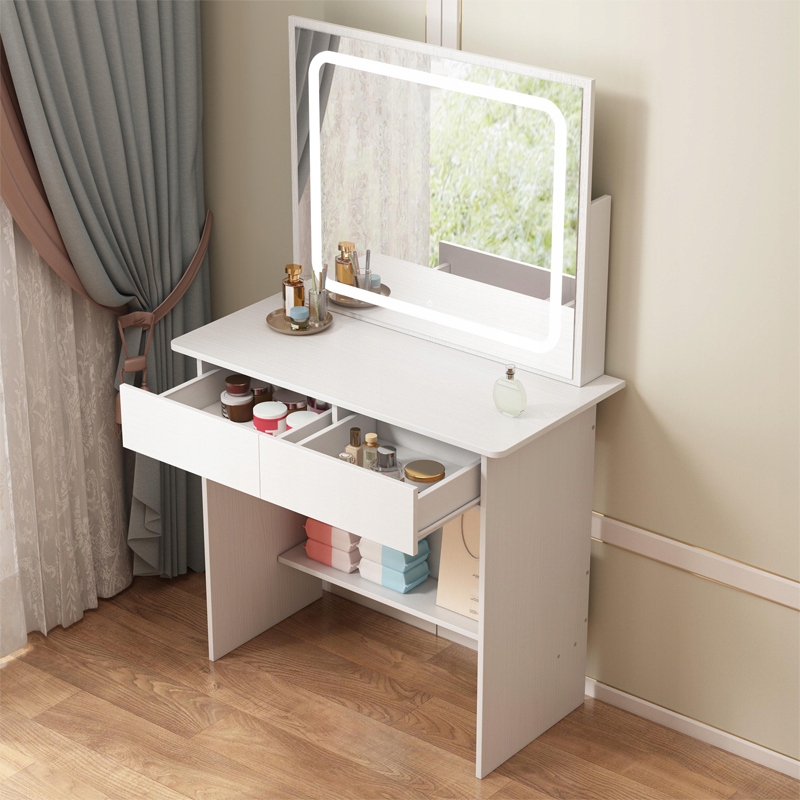 KOZMETIKAI SMINK FÉSÜLKÖDŐASZTAL LED TÜKÖRREL MODERN GLAMOUR 90 CM Bútor magassága 146 cm