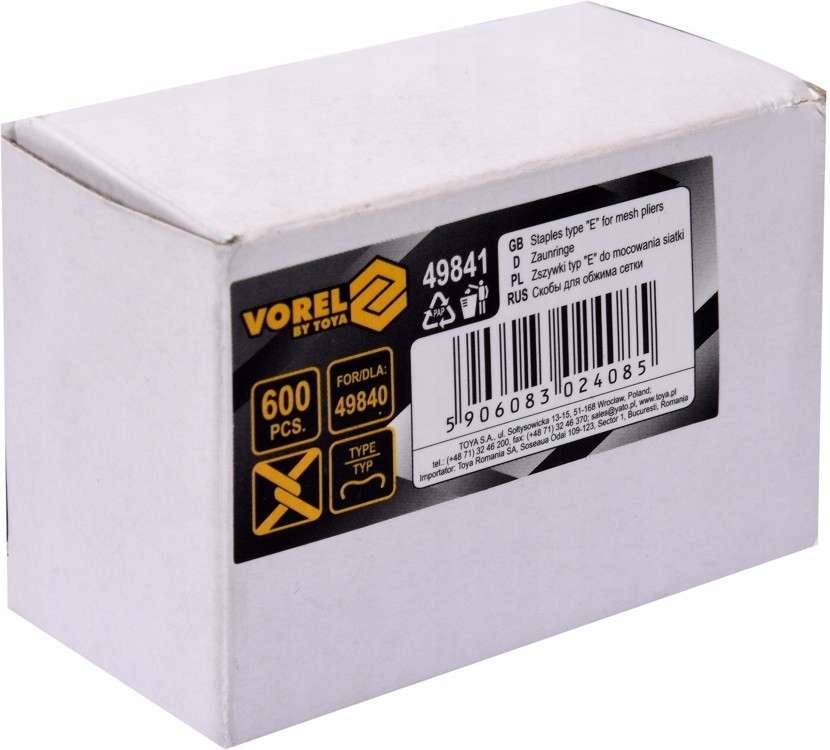 ZSZYWKI TYPU E DO MOCOWANIA SIATKI OGRODZENIOWEJ Waga produktu z opakowaniem jednostkowym 1 kg