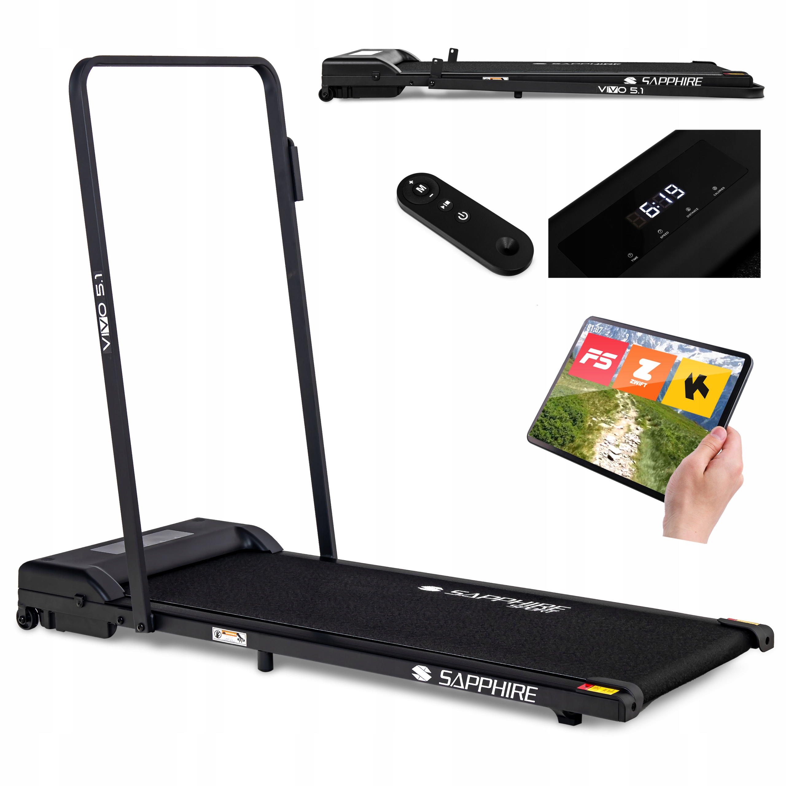 Bieżnia elektryczna Sapphire Vivo treningowa Pod Łóżko składana Aplikacja