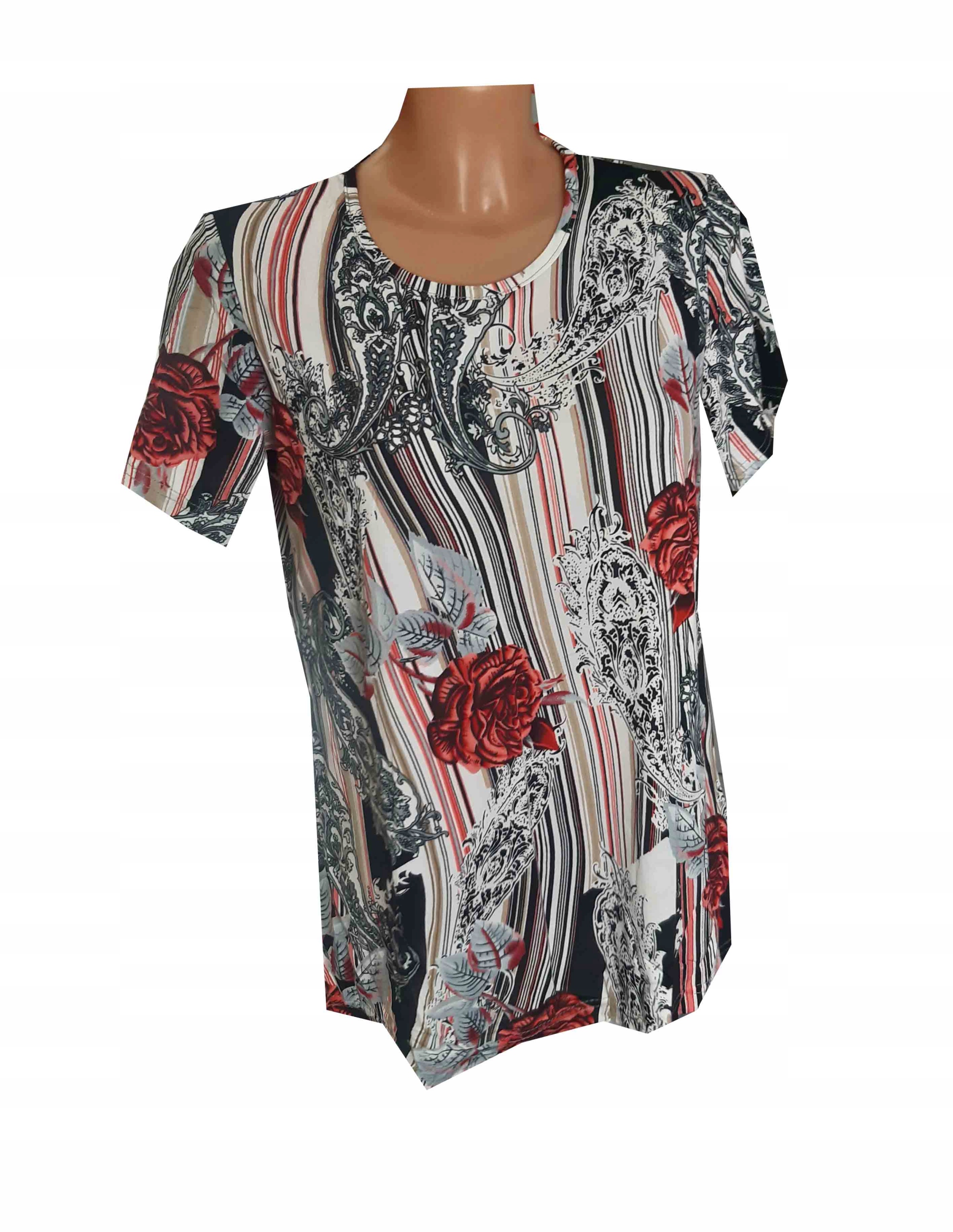 Bluzka KOSZULKA kwiaty kobieca wygodna XL