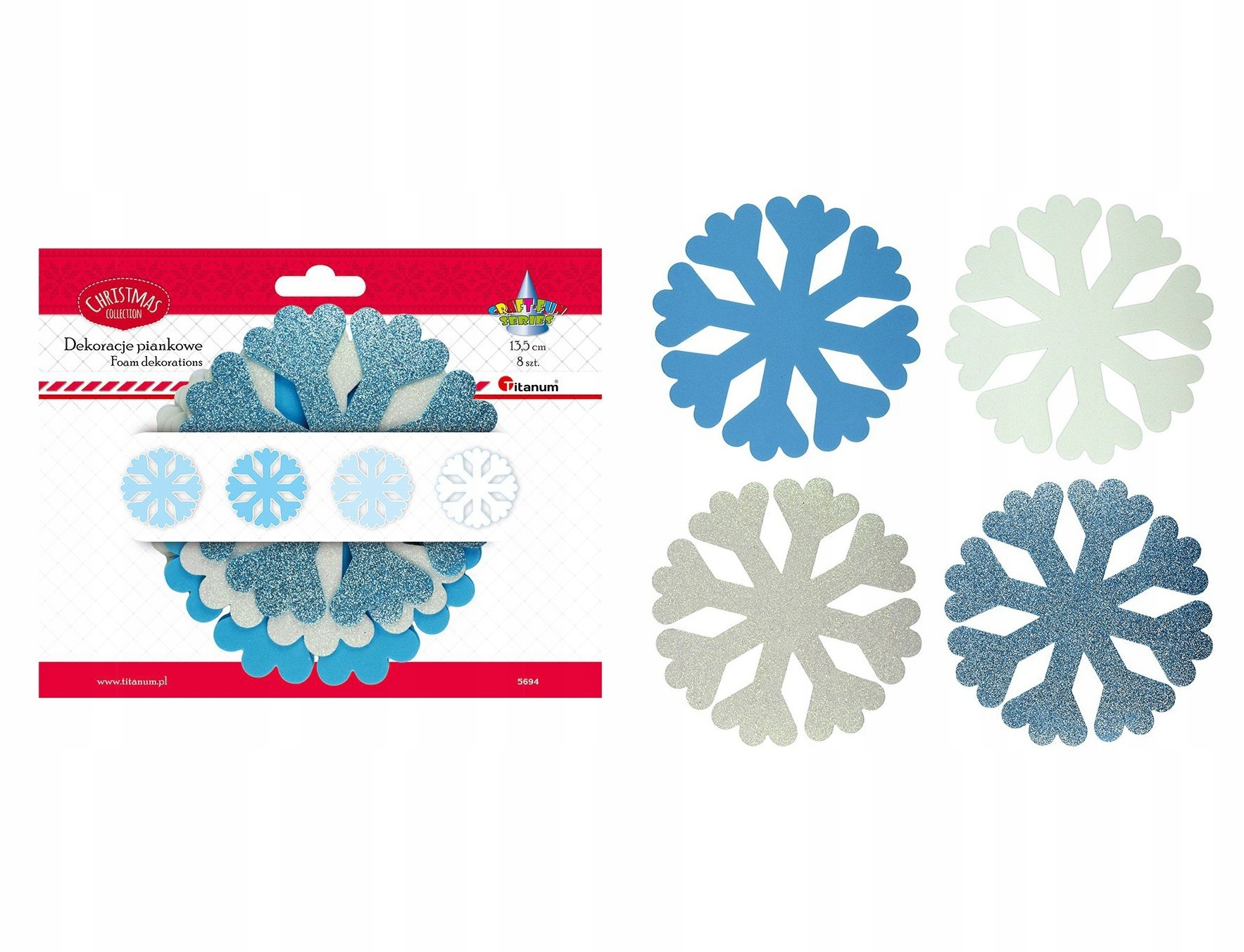 

Ozdoby piankowe płatki śniegu kolor 8 szt Titanum