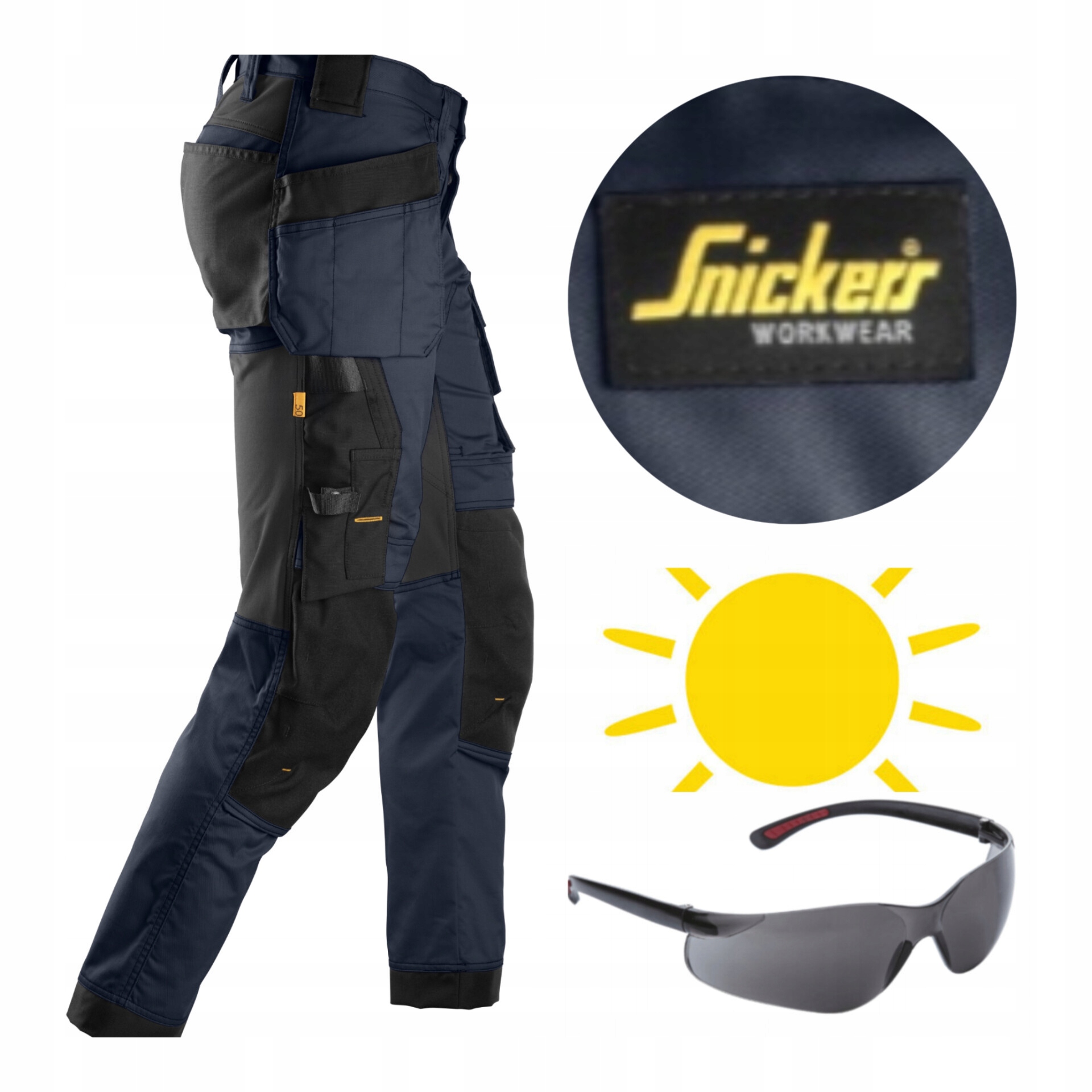 Pracovní kalhoty Snickers Stretch AllroundWork 6241 Tmavě modré brýle 56