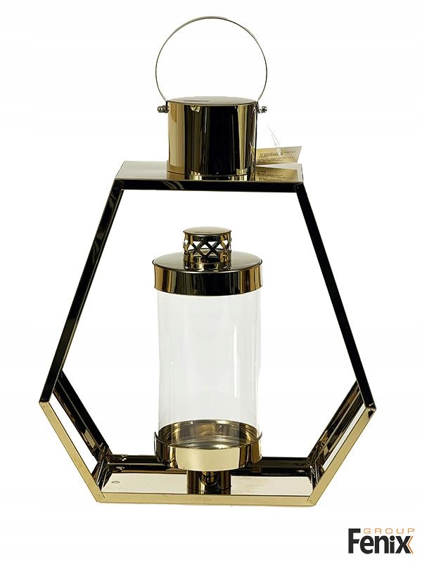Glamour Lampa Kovová Kaplička Zlatá Skleněná Lichoběžníková 34 cm