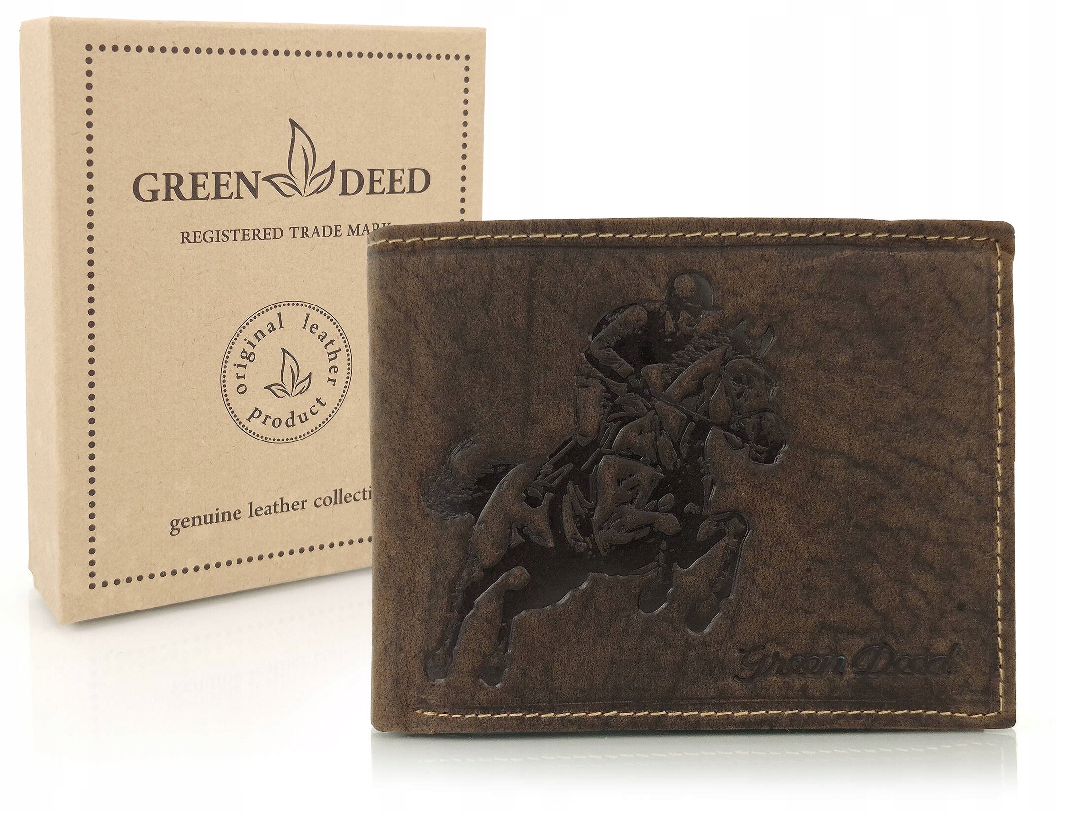 Elegantní pánská peněženka z přírodní nubukové kůže, ochrana Rfid, vzor Jezdec