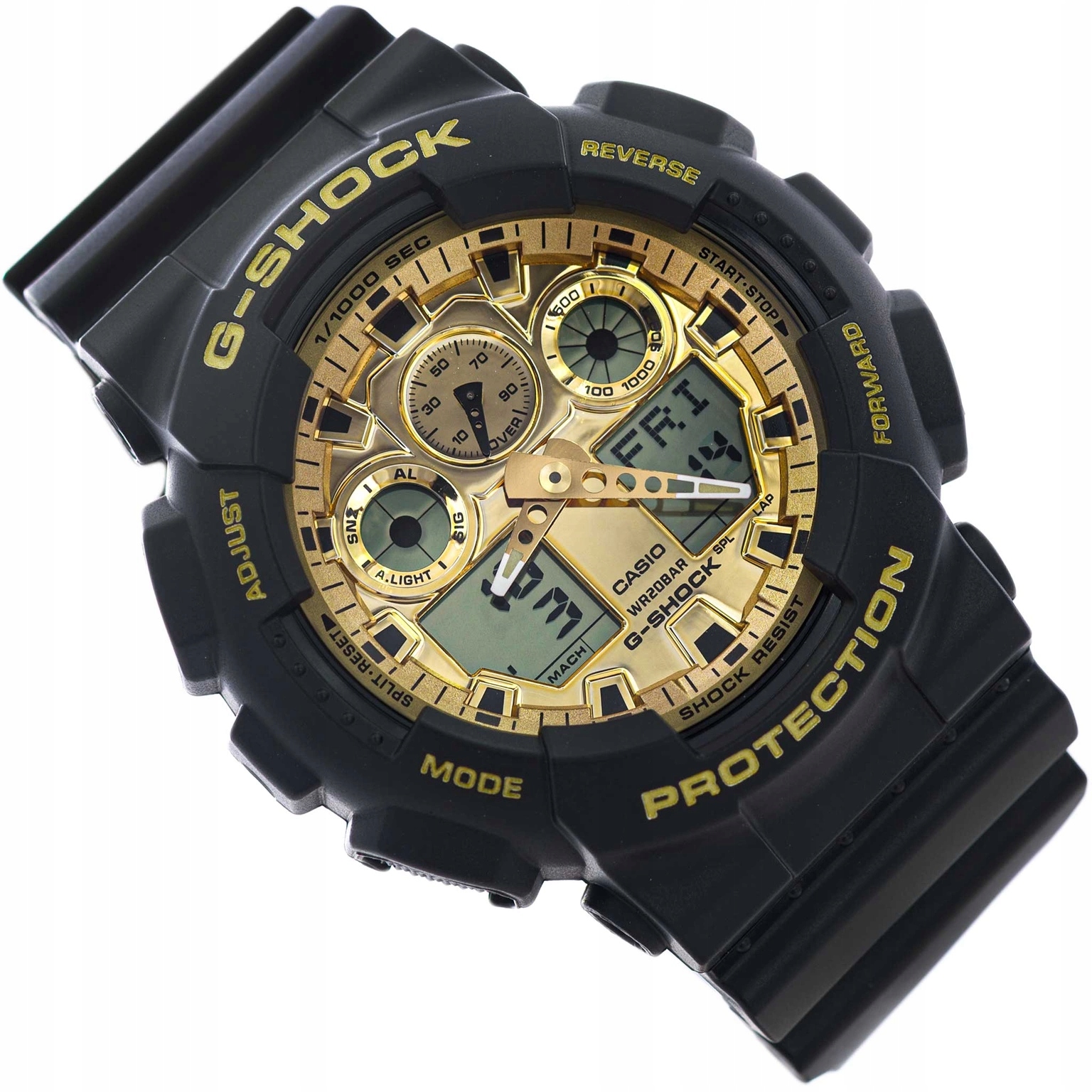 Pánské hodinky Casio GA-100GGB-1A9ER G-shock černé se sportovním páskem, vodotěsnost 200M