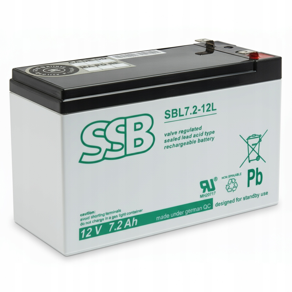 Akumulator Agm Bezobsługowy Ssb Sbl 7.2-12L Ups Alarm 12V 7,2Ah