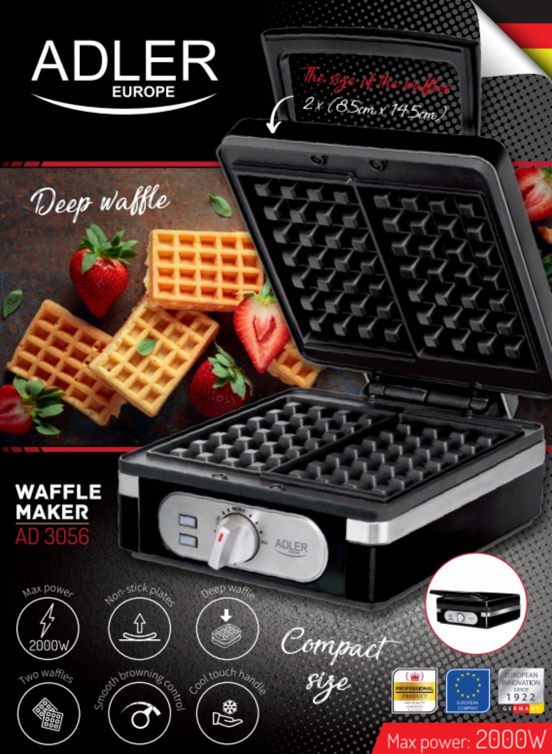 GOFROWNICA 2000W XXL 2 GOFRY XXL DUŻA MOC ADLER Moc 2000 W