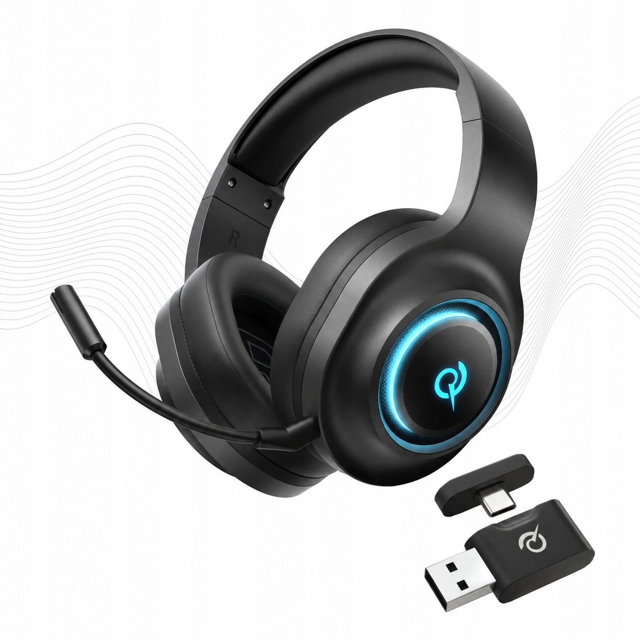 Sluchátka Qcy Heroad V200 Tri-Mode Rgb Usb-c černá