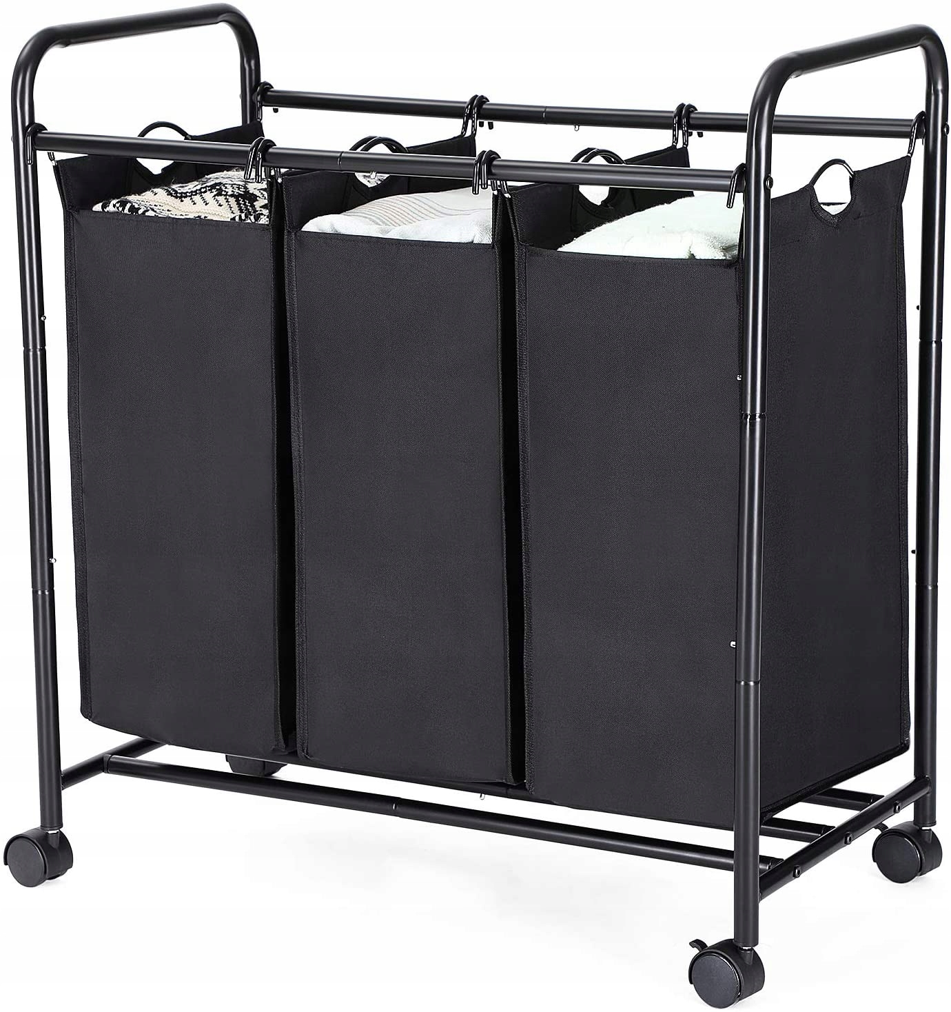 

Kosz Na Pranie Sortownik Kółka Czarny 3 Komory