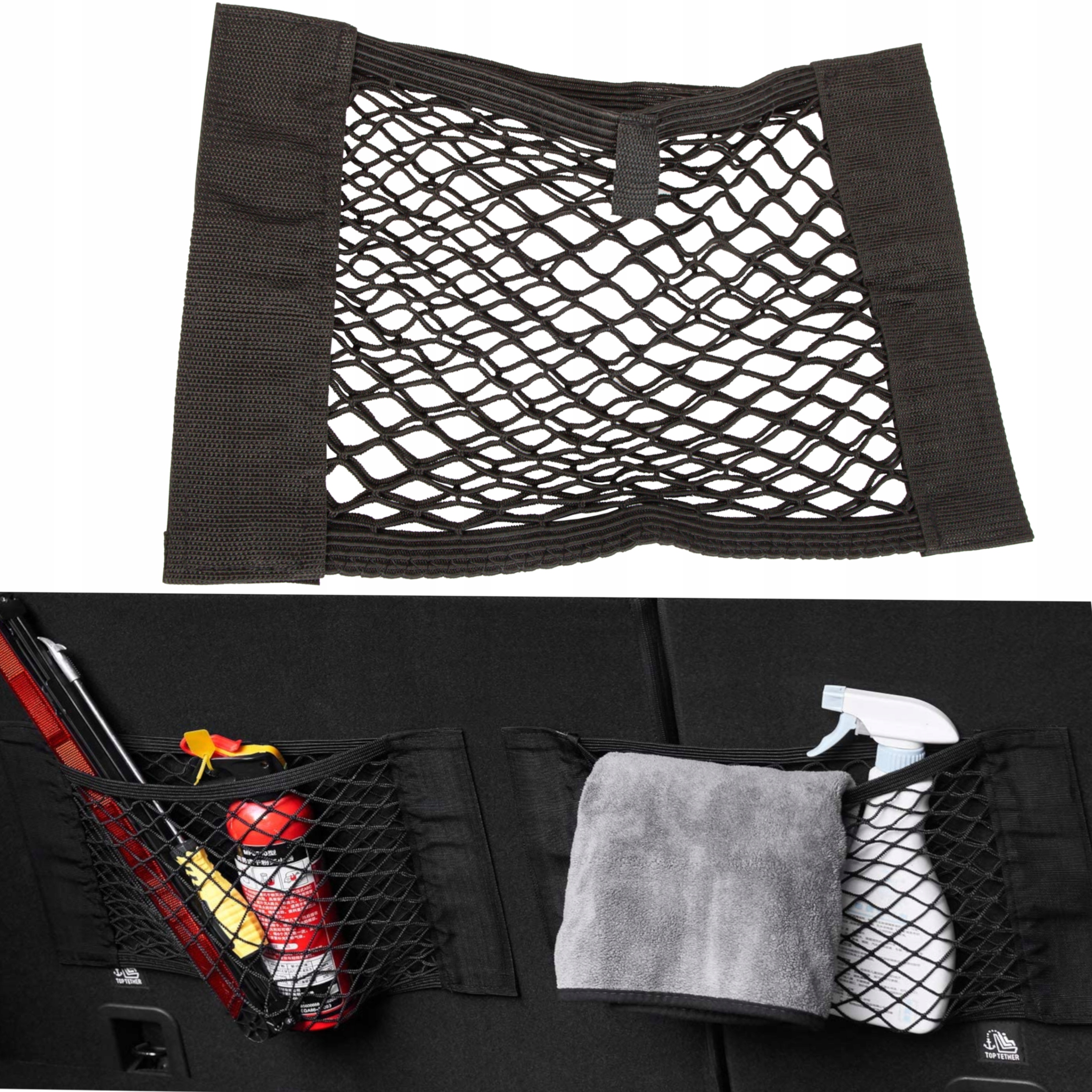 Mocna Siatka Organizer Na Rzep Do Bagażnika Samochodowa Auta 40x25