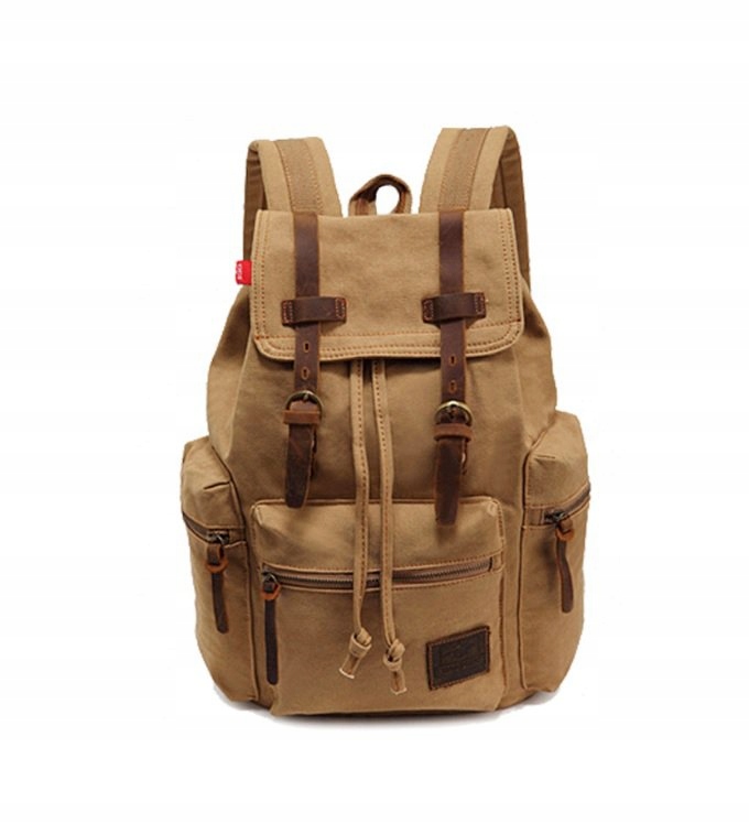 

Plecak unisex A4 płótno skóra naturalna Vintage