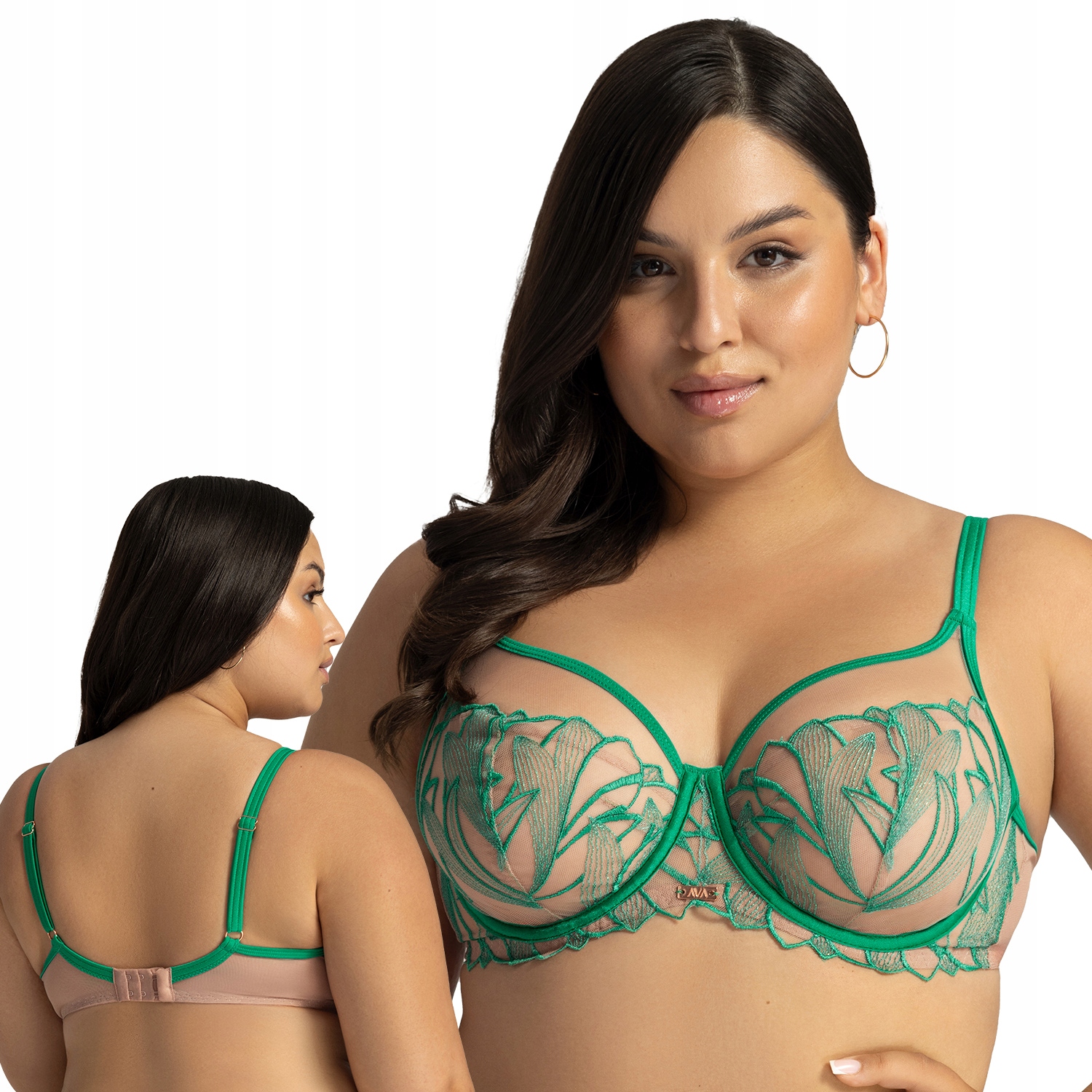 Ava 2161 Moss zelená krajka zelená tyl měkká podprsenka Soft 75C