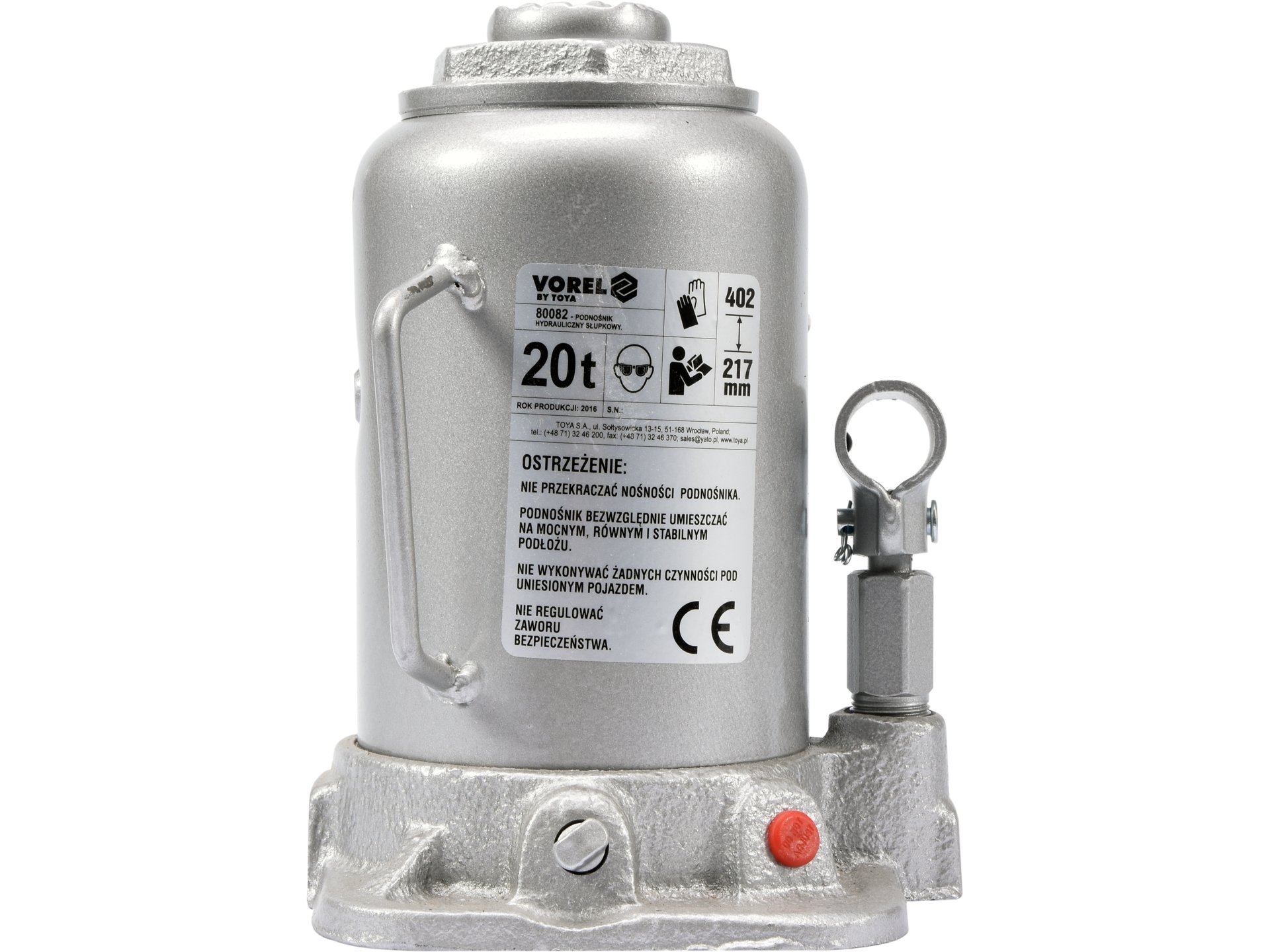 Podnośnik Hydrauliczny Słupkowy 20T Do Aut Ciężarowych Solidny 9.8 Kg Vorel