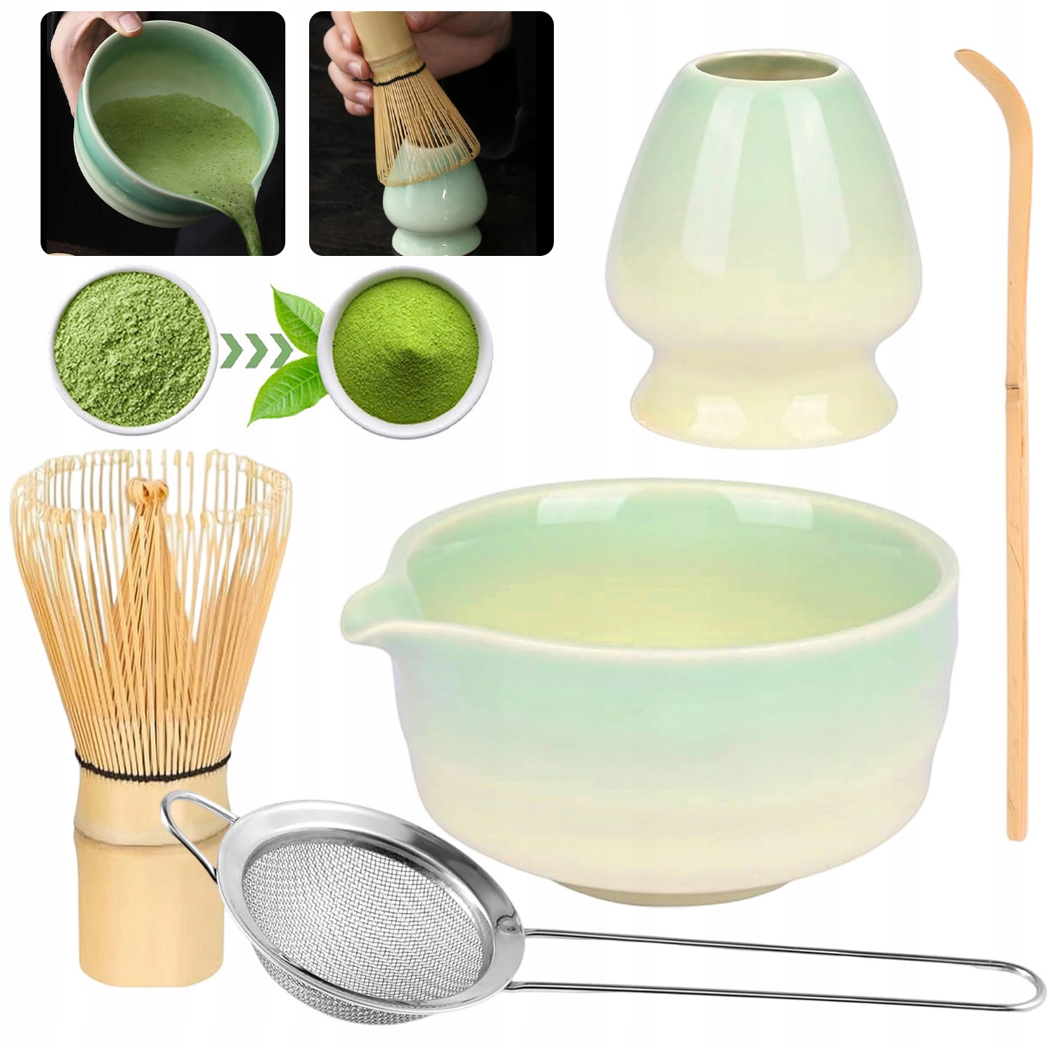 Levně Sada Metliček Chasen Štětec Na Čaj Matcha Lžíce Chashaku 5KS Dárek