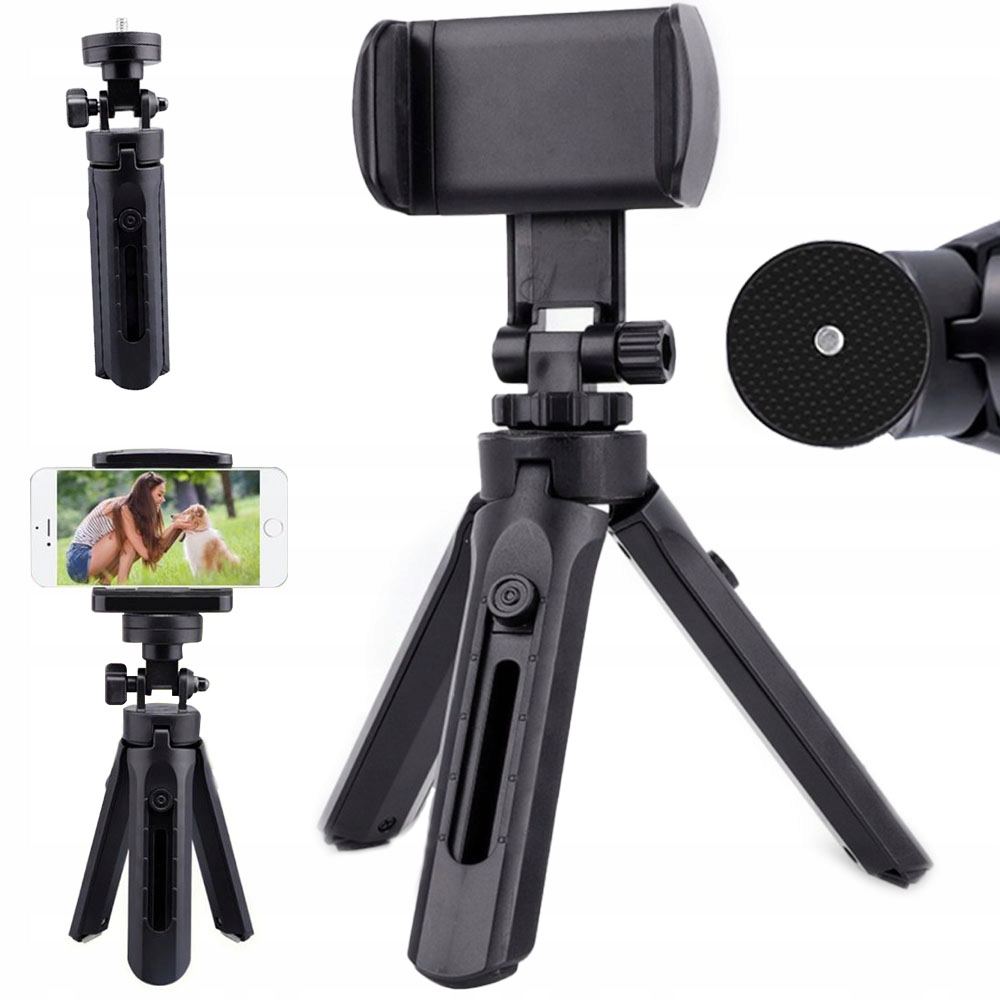 ROZKŁADANY SKŁADANY UCHWYT STOJAK STATYW TRIPOD NA TELEFON APARAT 1/4 360°