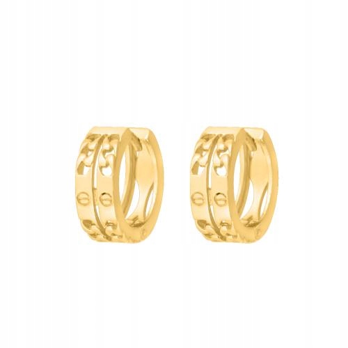 Zlaté 585 Náušnice s módními vzory, průměr 1.90 g, elegantní jako dárek